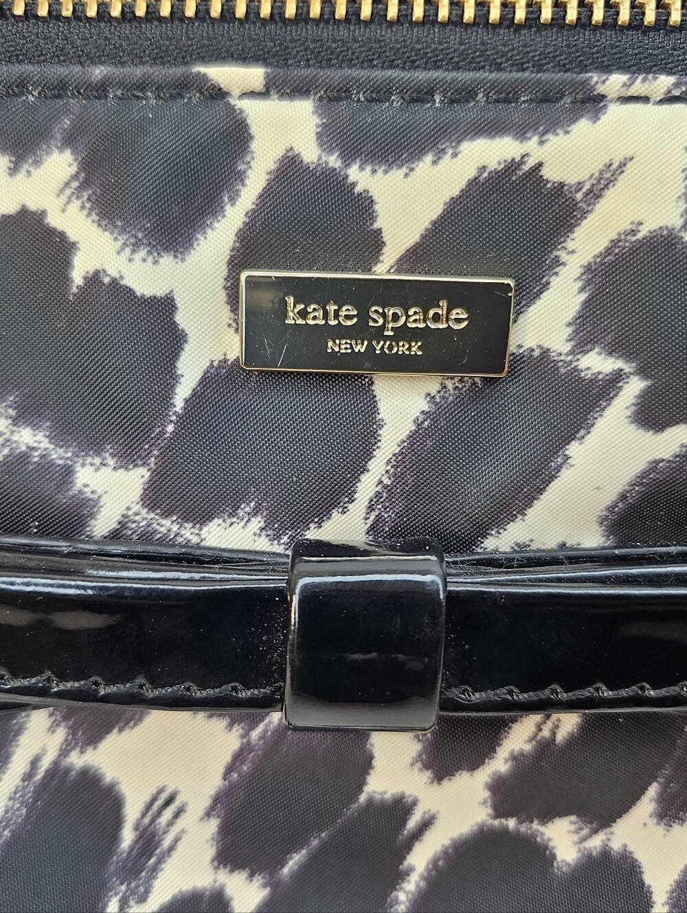 kate spade Black and White Leopard Print Shoulder Bag with Bow - Picture 10 of 10